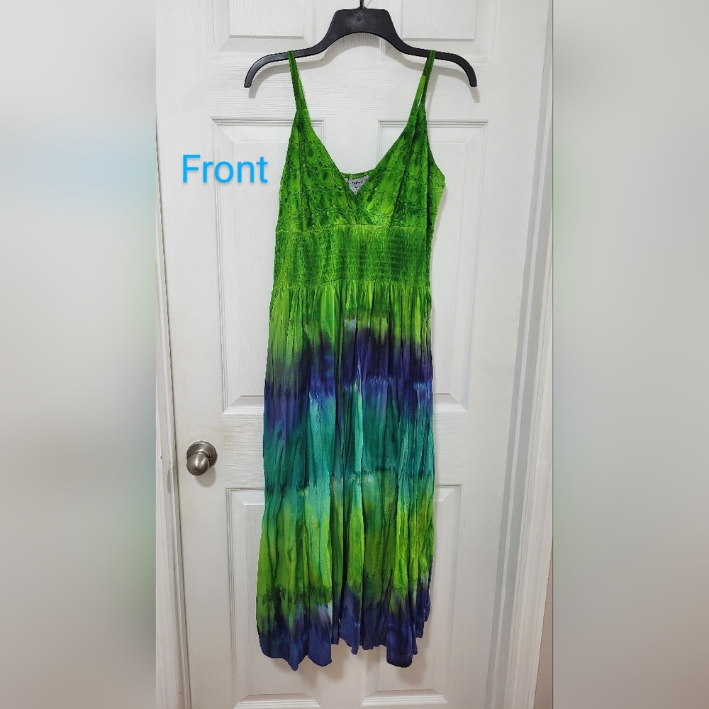 Cotton tiedye tea length medium dress